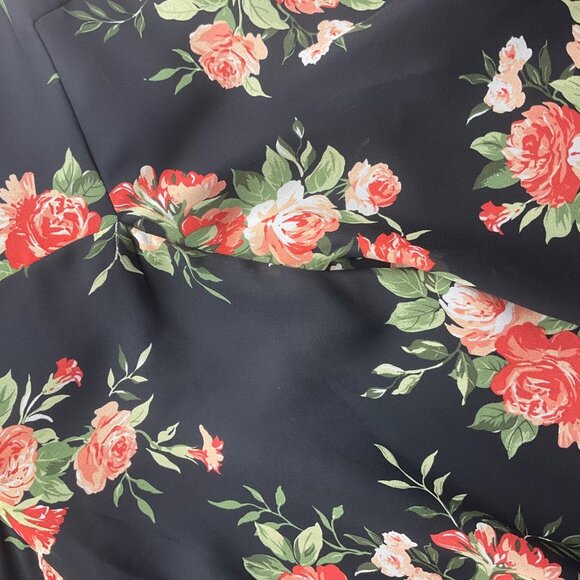 Petite Sophisticate 8P Y2K Black Floral Maxi Dress Sleeveless Fit & Flare Fairy - Picture 8 of 12